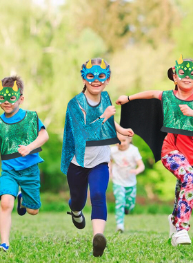 儿童小恐龙角色扮演翅膀面具蓝色绿色翼龙幼儿园走秀活动毕业玩具