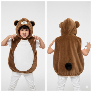 儿童舞台表演服小熊 男童棕熊演出动物服装 幼儿园中大班节目道具