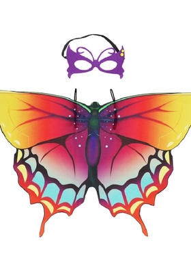 儿童蝴蝶翅膀奇妙仙子雪纺公主红色暗黑恶魔舞台表演服道具万圣节