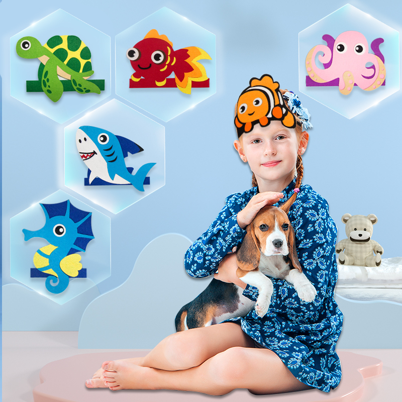 万圣节儿童海洋头饰鲨鱼章鱼海马小丑鱼海龟鲸鱼幼儿动物派对道具