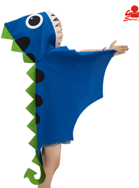 3-7岁儿童恐龙连帽披风宝宝 卡通霸王龙造型轻薄斗篷走秀装扮服饰