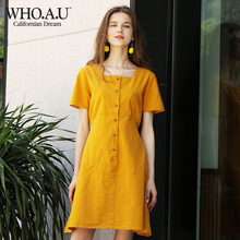 WHO.A.U2019夏季新气质淑女甜美连衣裙中裙WHOW937Q13