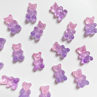 可爱透明软糖渐变小熊diy配件洞洞鞋配饰拖鞋装饰扣鞋花成品鞋扣