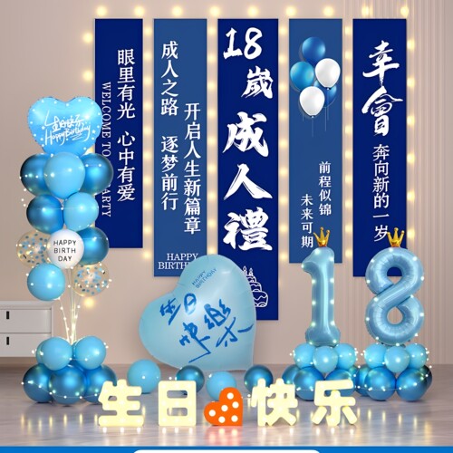 18岁生日装饰场景布置男孩