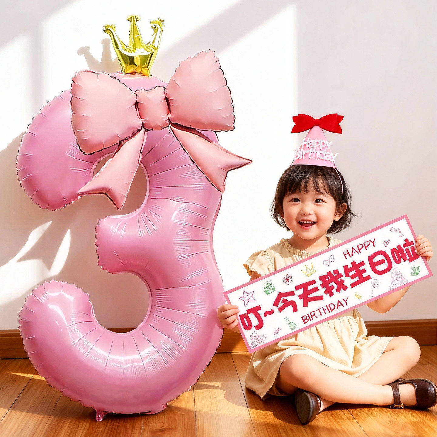 粉色数字气球生日快乐布置场景装饰儿童宝宝仪式感小女孩拍照道具,节庆用品/礼品,气球,淘宝优惠券,粉丝福利购,淘宝优惠卷