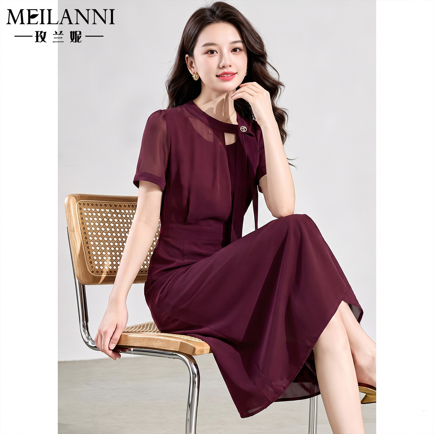 十三行喜婆婆婚宴礼服雪纺连衣裙