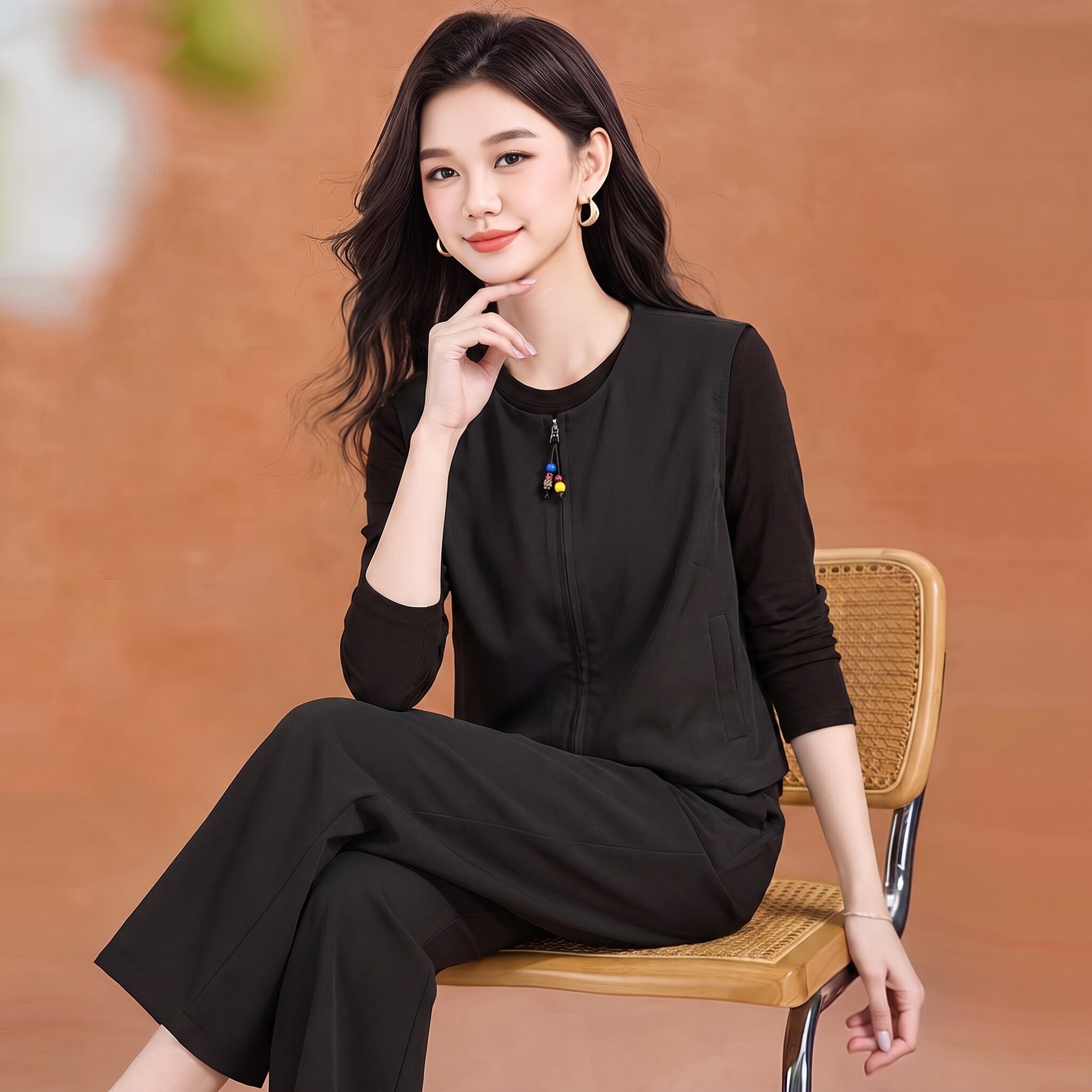 贵夫人品牌女装妈妈马甲三件套图片