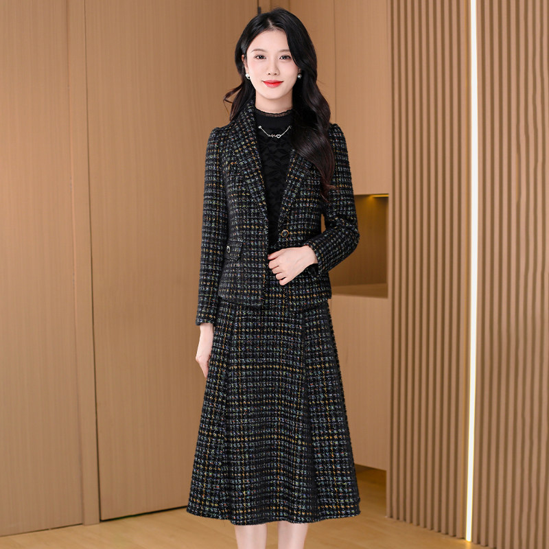 小香风毛呢套装连衣裙女春秋冬2026新款爆款轻奢高级感长袖两件套