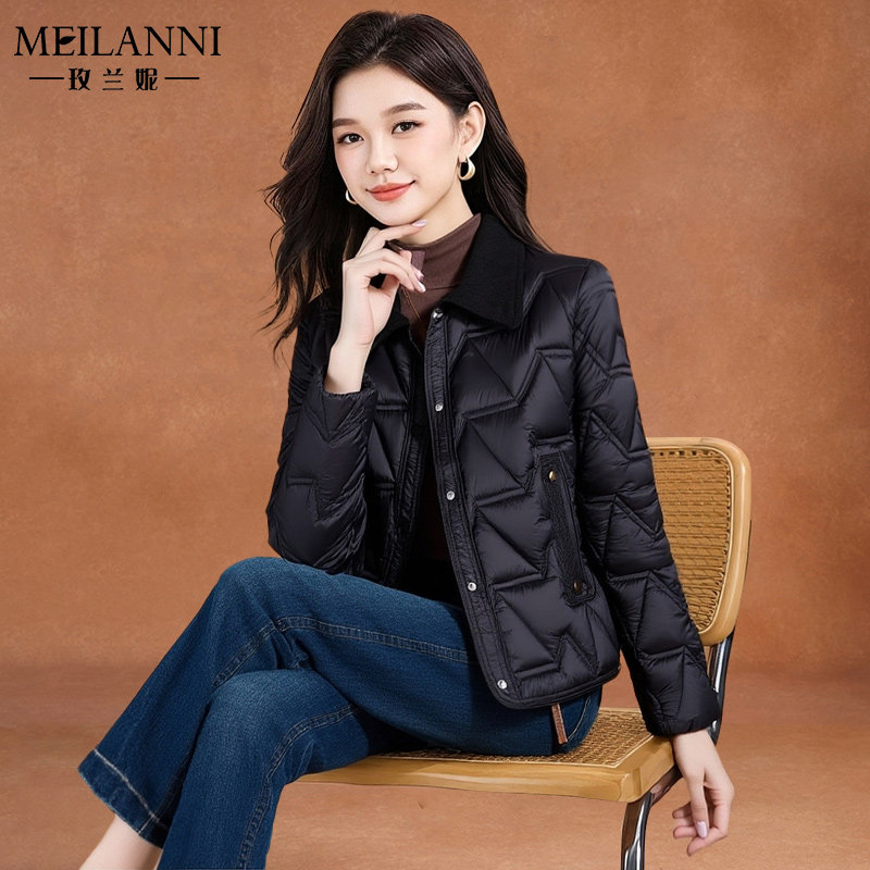 玫兰妮菱格短款棉服气质高端外套