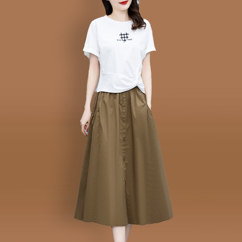 冰丝棉质连衣裙2026新款女夏季阔太太洋气十三行腰裙两件套装裙子