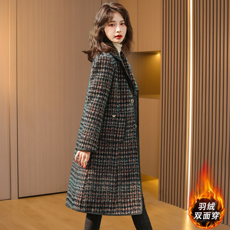 两面穿羽绒服内胆毛呢大衣