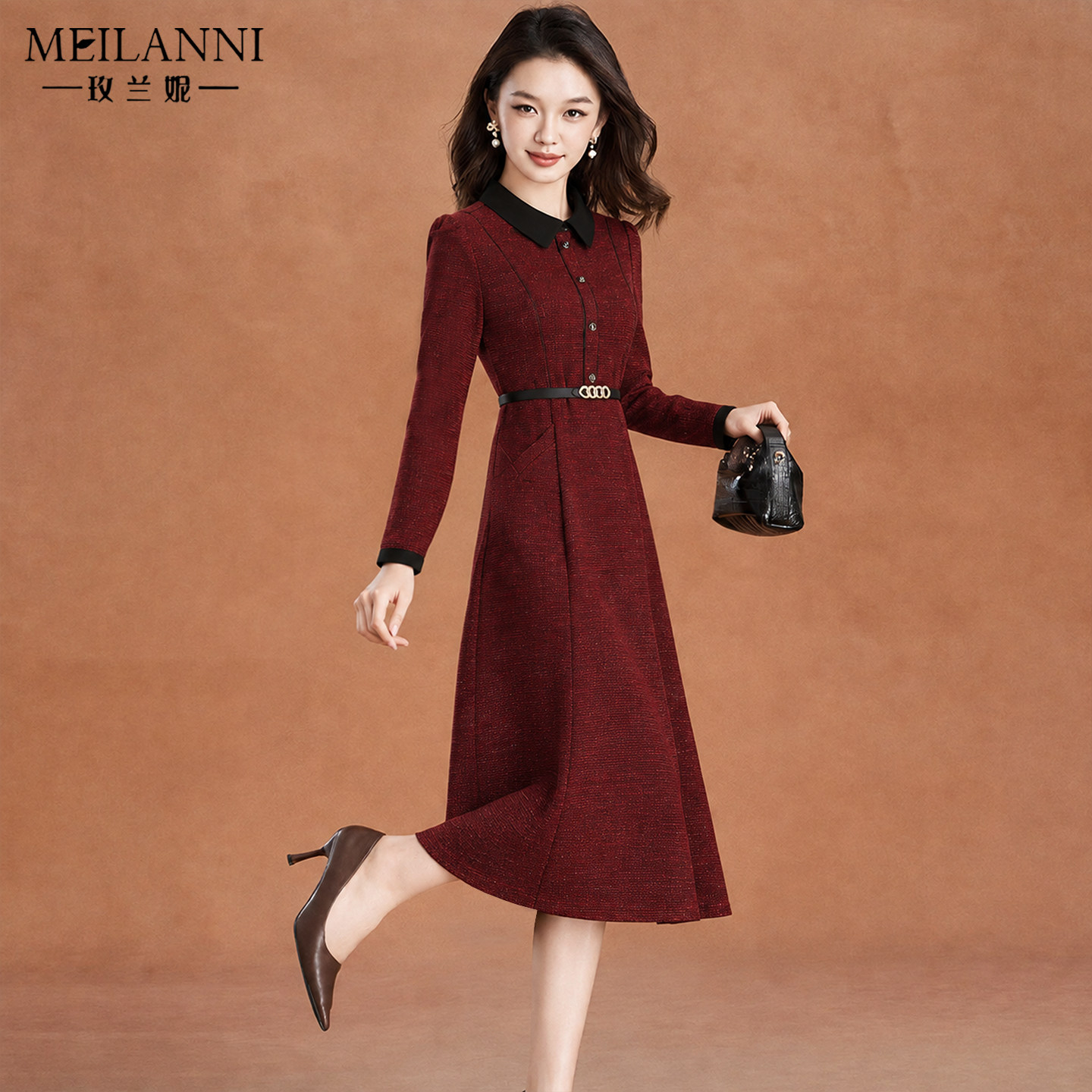 喜婆婆婚宴装礼服连衣裙女秋冬爆