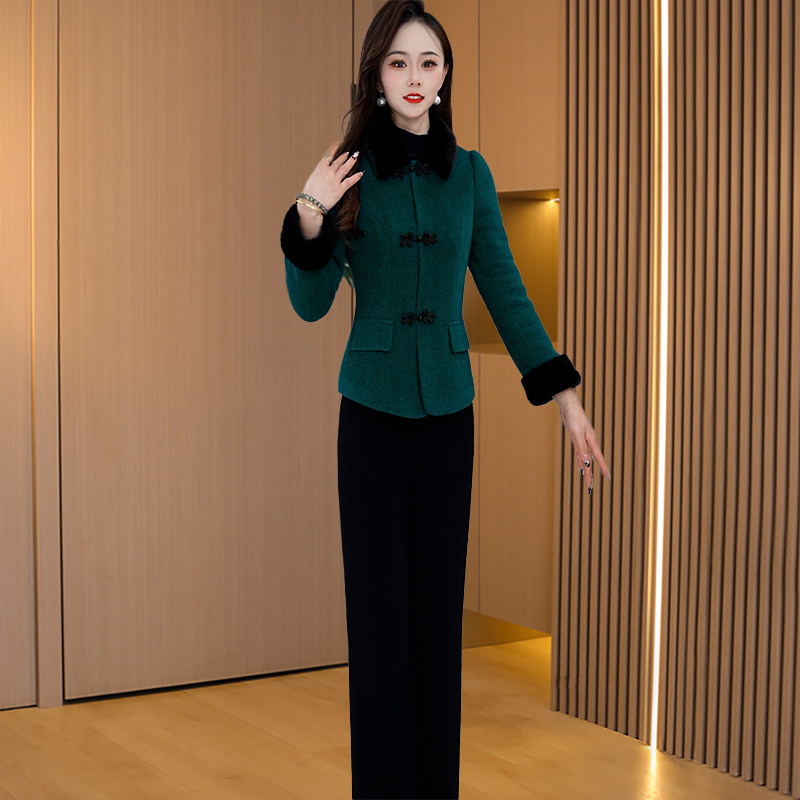 新中式国风加棉加厚套装女秋冬