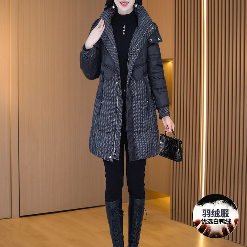 平湖品牌拼接收腰羽绒服女冬2025
