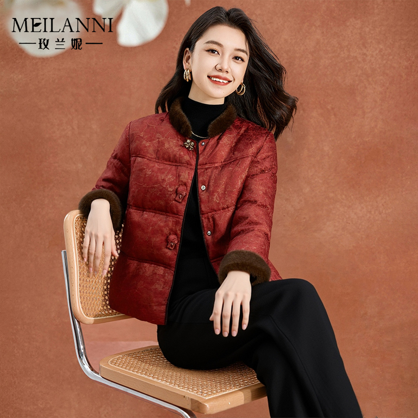 玫兰妮新中式羽绒服气质鹅绒外套