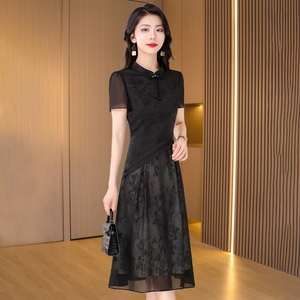 改良旗袍连衣裙女夏季2026新款年轻高端新中式国风女装假两件裙子