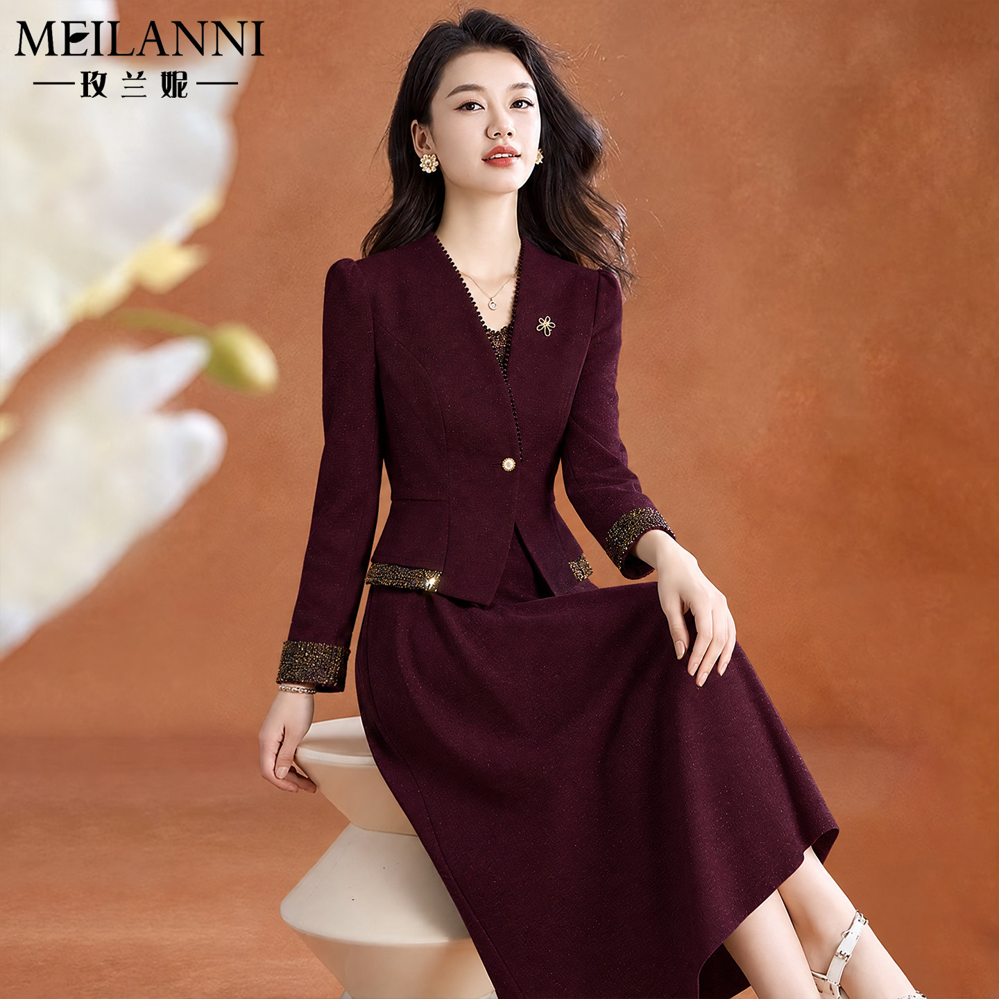 喜婆婆婚宴礼服高级感西装连衣裙