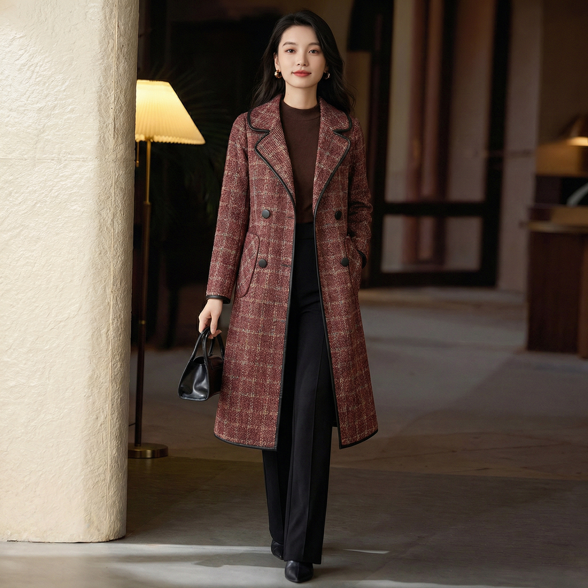 玫兰妮小香风双面穿风衣外套女士2026早春新款中长款高端杭州意法