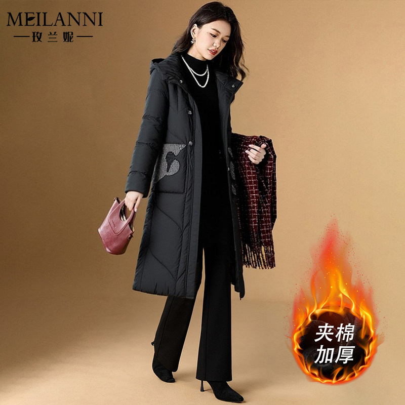 小香风中长款棉服女2026冬新款流行爆款修身保暖棉衣外套大衣品牌