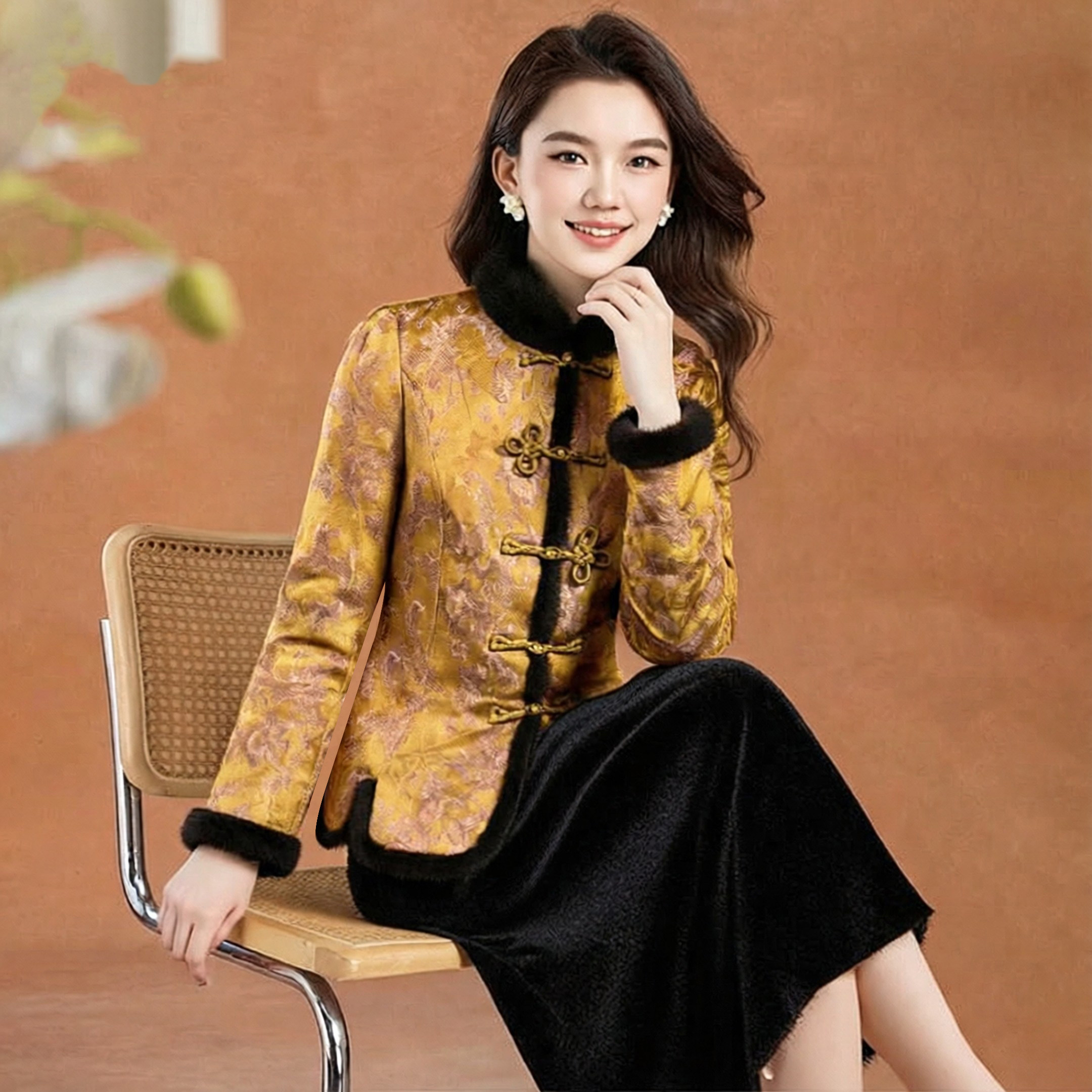 高端新中式中国风妈妈冬装棉服