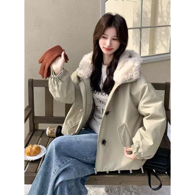 （清）学院风羊羔毛工装羽绒服外套6819（实物以直播间为准）