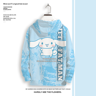 卡通连帽卫衣男款冬季加绒加厚外套玉桂狗印花小众设计感大码衣服