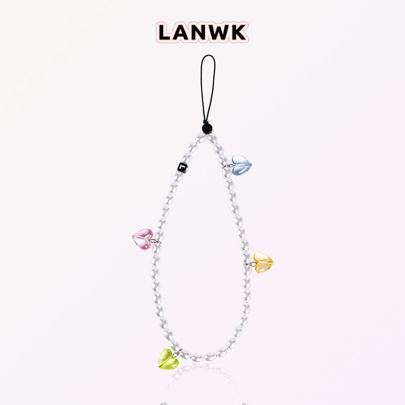 LANWK适用于手机挂链个性创意网红便携式手饰珍珠串珠巴洛克风防