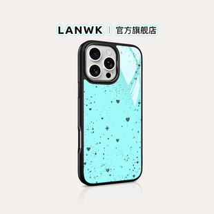 plus高档玻璃女轻奢原创保护套 「薄荷繁心」LANWK适用苹果16 12pro手机壳ins风磁吸iPhone14promax新款