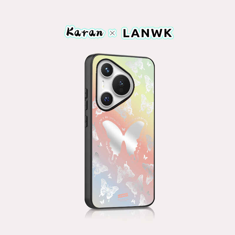 蝴蝶人生ins风玻璃华为p70手机壳