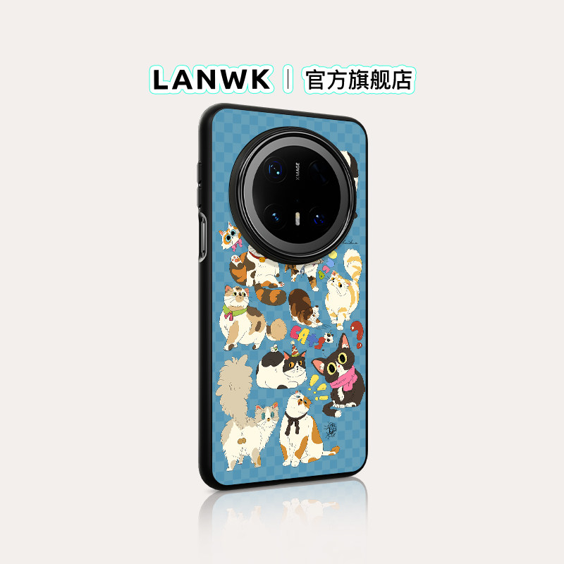 「百变小猫」LANWK适用华为Mate80promax/70air手机壳女新款mate60高级外壳华为pura80/70pro卡通防摔保护套