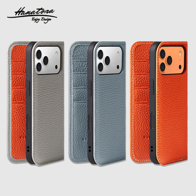 适用于苹果17真皮商务翻盖手机壳