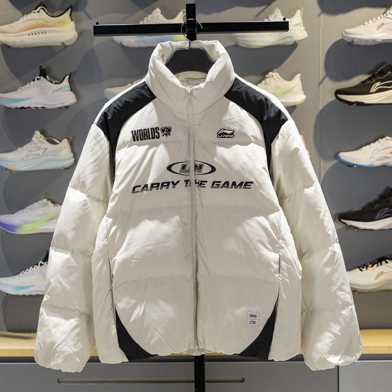 李宁保暖立领短款男子羽绒服