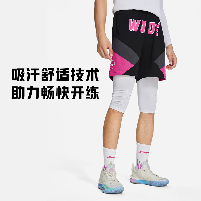 李宁男款短裤透气宽松运动裤