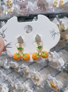 柿柿如意耳钉银针爆款高级感耳环度假风精致小巧可爱耳饰乐歌正品