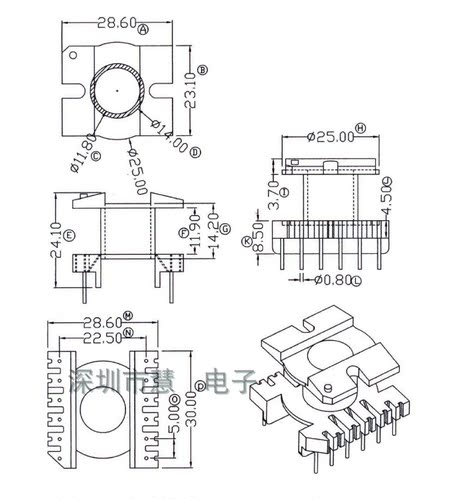 ER35 EC35高频变压器矮骨架 立式6+6针排距22.5mm电木材质