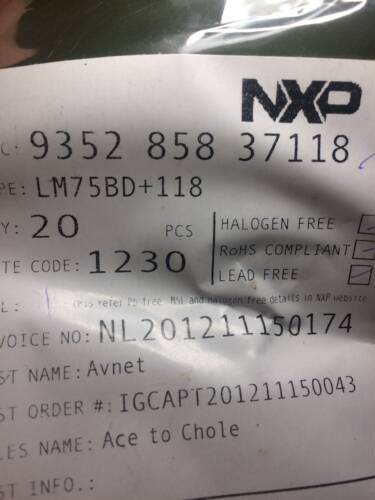 原装正品 NXP LM75BD LM75 温度传感器芯片IC SOP8 代替LM75AD