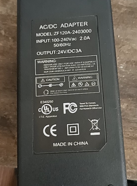 适用于ZF120A-2403000热敏打印机电源24VDC3A适配器充电器通用