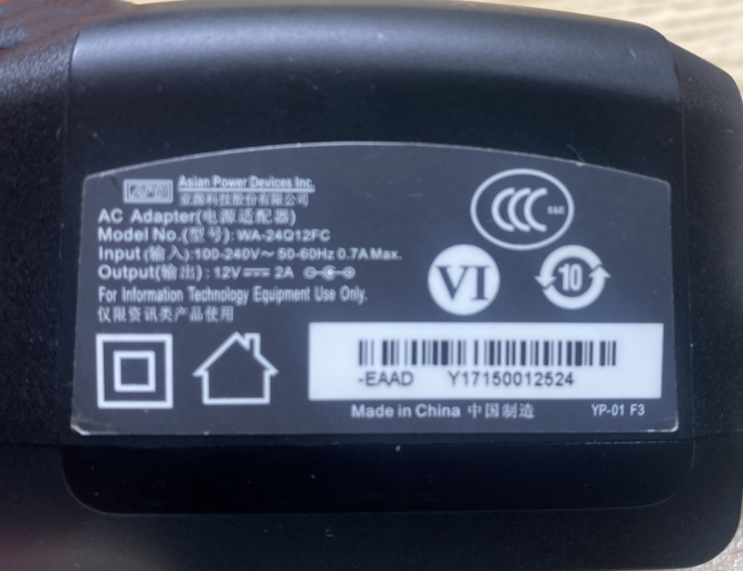 适用WA-24Q12FC笔记本电脑  电源适配器 充电器 12V2A电源线