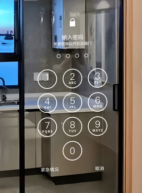 咖啡店厨房移门解锁密码玻璃贴纸