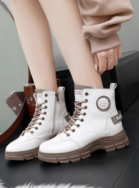 加绒保暖英伦风厚底休闲马丁靴2025新款秋冬季高帮棉鞋防滑短靴子