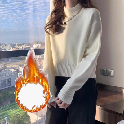奶呼呼半高领短款毛衣女秋冬