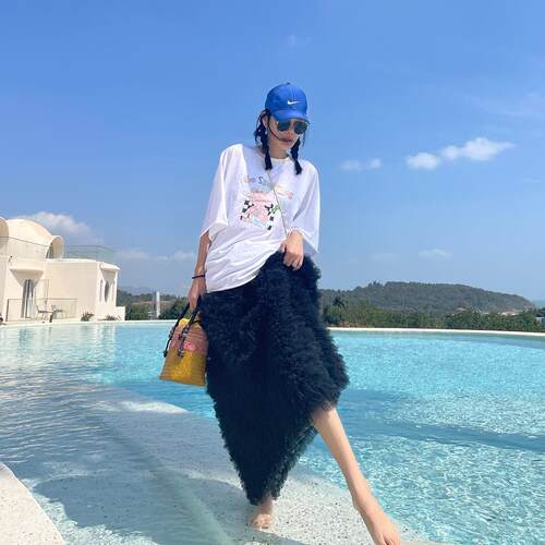 暗黑少女蕾丝蛋糕裙小众蓬蓬裙