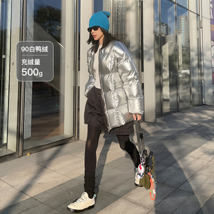 古祖祖 原创rick黑银两色90白鸭绒保暖羽绒服女中长款冬季2025新
