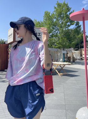 古祖祖 原创藏蓝色抽绳户外休闲运动短裤女2025夏季跑步健身热裤