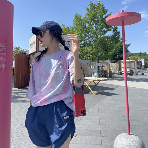 古祖祖 原创藏蓝色抽绳户外休闲运动短裤女2025夏季跑步健身热裤
