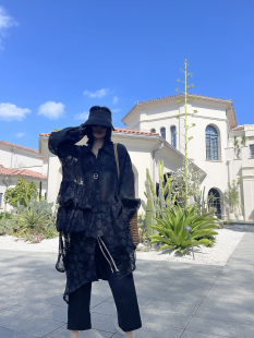 直筒哈麻裤 夏季 女2025 原创暗黑小众慵懒风休闲七分哈伦裤 古祖祖