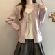 设计感拼接系带别致短款 女春秋2026新款 上衣 针织衫 撞色假两件长袖