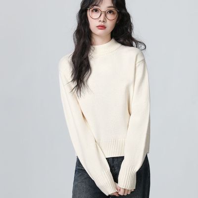 半高领加绒加厚毛衣女2025秋冬