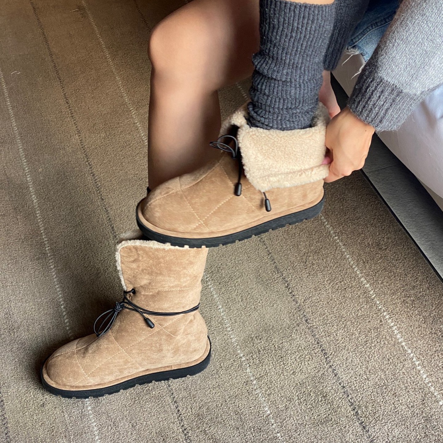 饰与美韩国东大门冬季新款棉鞋时尚翻边圆头平底加绒保暖雪地靴女,女鞋,时尚雪地靴,淘宝优惠券,粉丝福利购,淘宝优惠卷