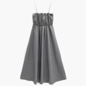 布高腰吊带连衣裙A字长裙日系女装 GR甜美百搭性感裹胸式 西装